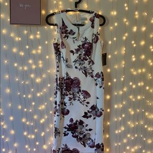 New tags white maroon floral print dress